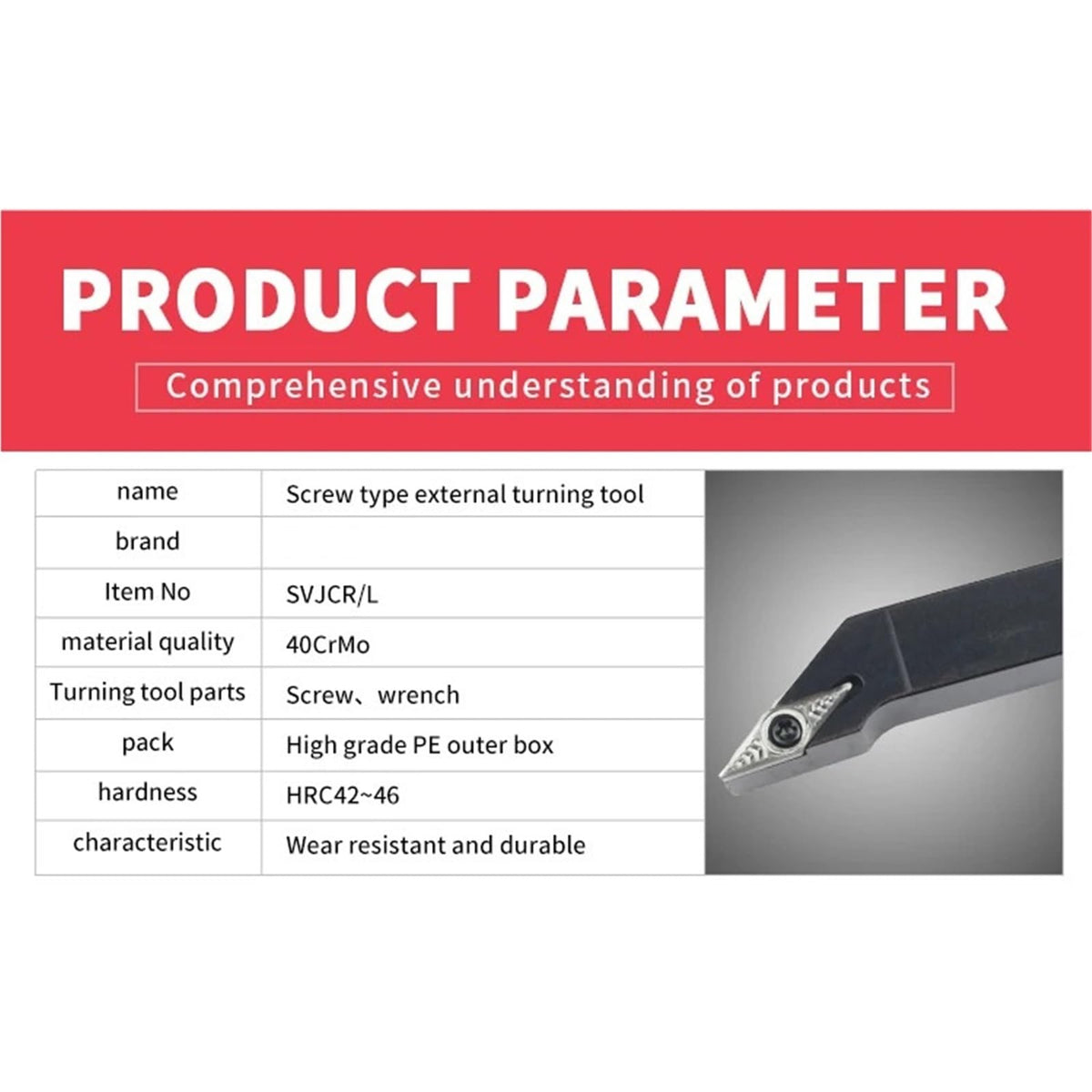 screw External Turning SVJCR/L lathe cutter External Turning Tool Holder 1212H11/1616H16/2525M16, inserts VCMT/VCGT(SVJCR1212H11)