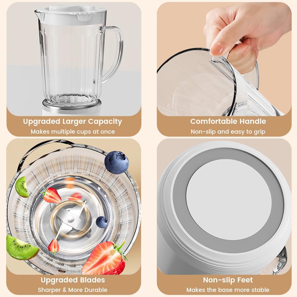 Personal Smoothie Blender, 20000RPM Compact Blender for Shakes with 2 Portable 24oz Cups, Dual-Serve Juicer for