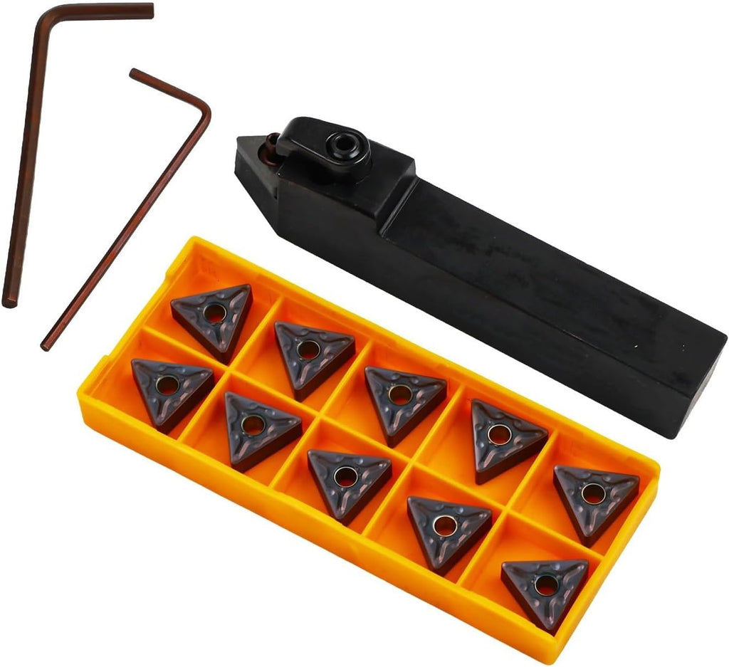 13PCS CNC Turning Tool Set, MTENN1616H16 Carbon Steel Tool Holder, TNMG332 / TNMG160408 Carbide Inserts, And Wrenches (L2/L3) With Screws LSM625 / CTM513, Metal Right Hand Turning Tool