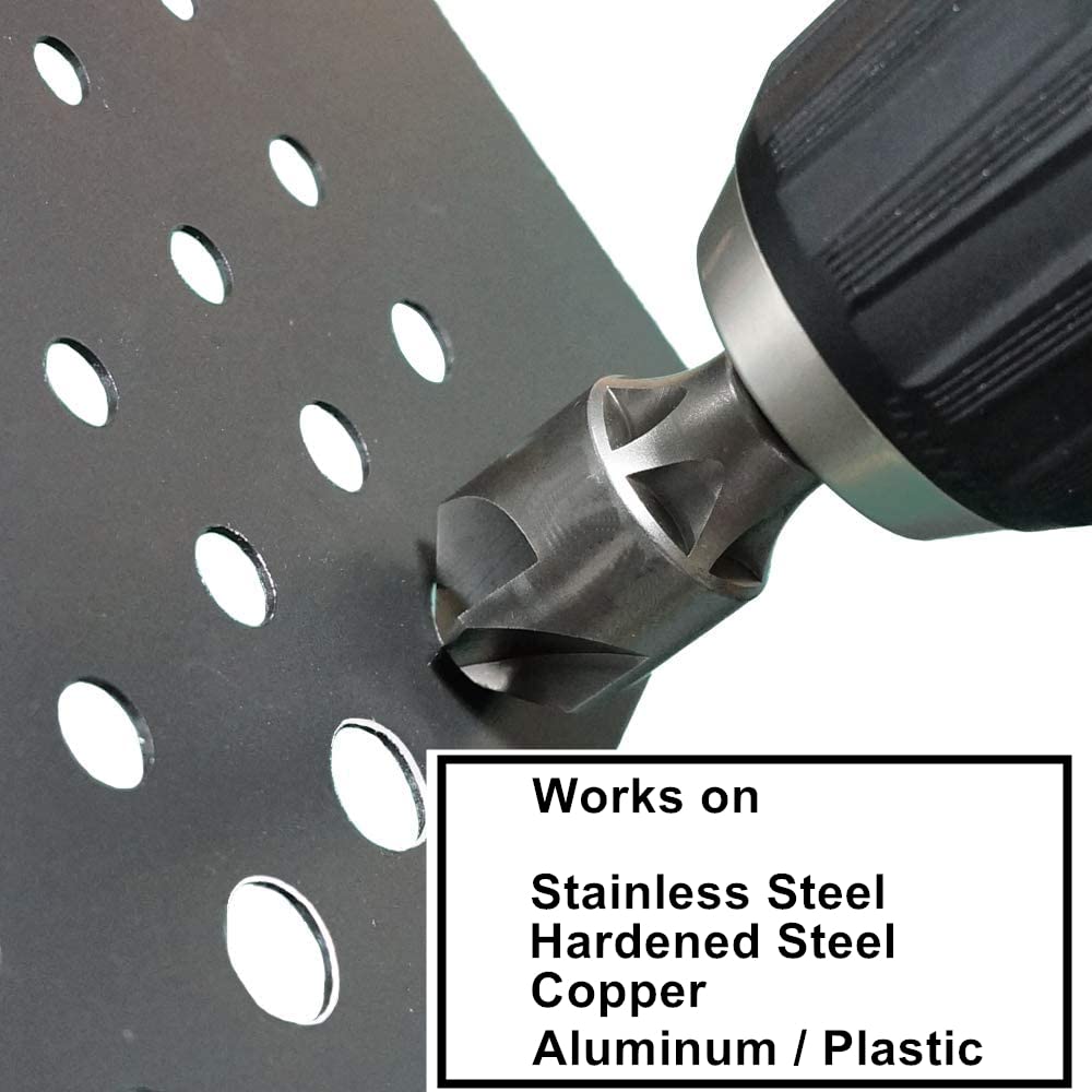 CONQUER 5 Flute Metal Countersink Drill Bit, 1/4" Hex Shank, 5/32"-29/32"