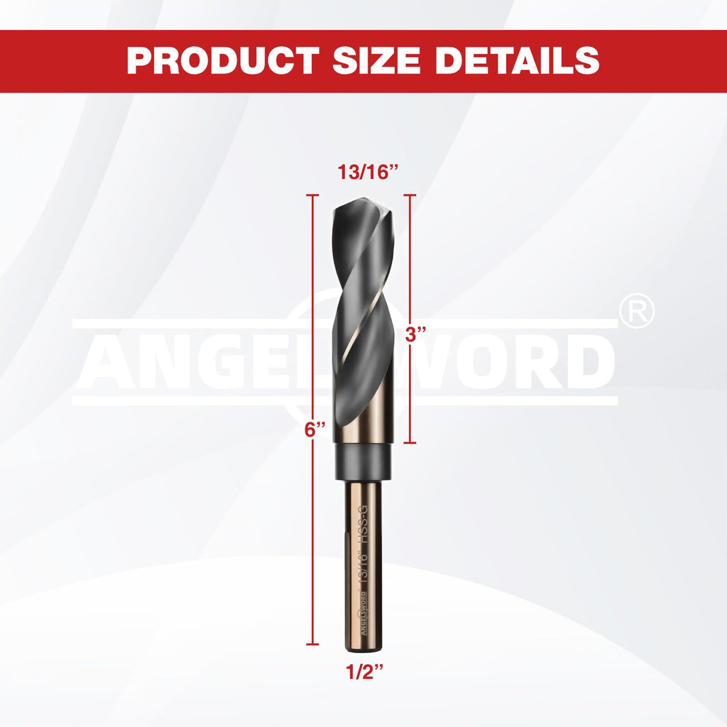 ANGELSWORD 13/16" Reduced Shank Drill Bit for Hard Wood, Mild Steel, Metal