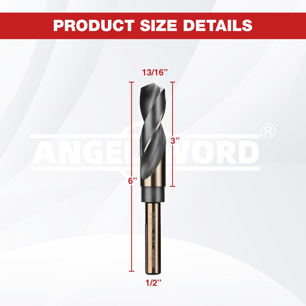 ANGELSWORD 13/16" Reduced Shank Drill Bit for Hard Wood, Mild Steel, Metal