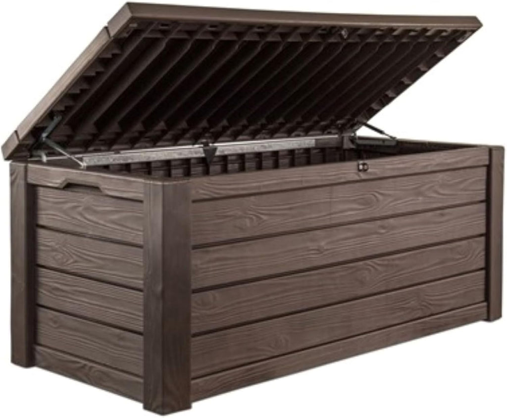 Westwood 150 Gal Outdoor Storage Box for Patio and Pool Accessories | Brown, Resin, Large, Weatherproof, Lockable