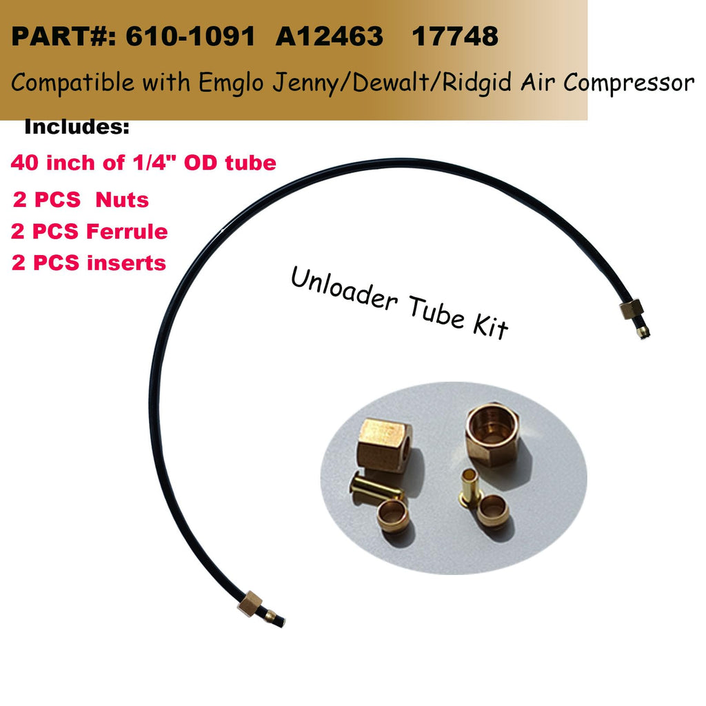 40 Inches Unloader Hose Kit, 1/4" OD Tubing Replacement Tube