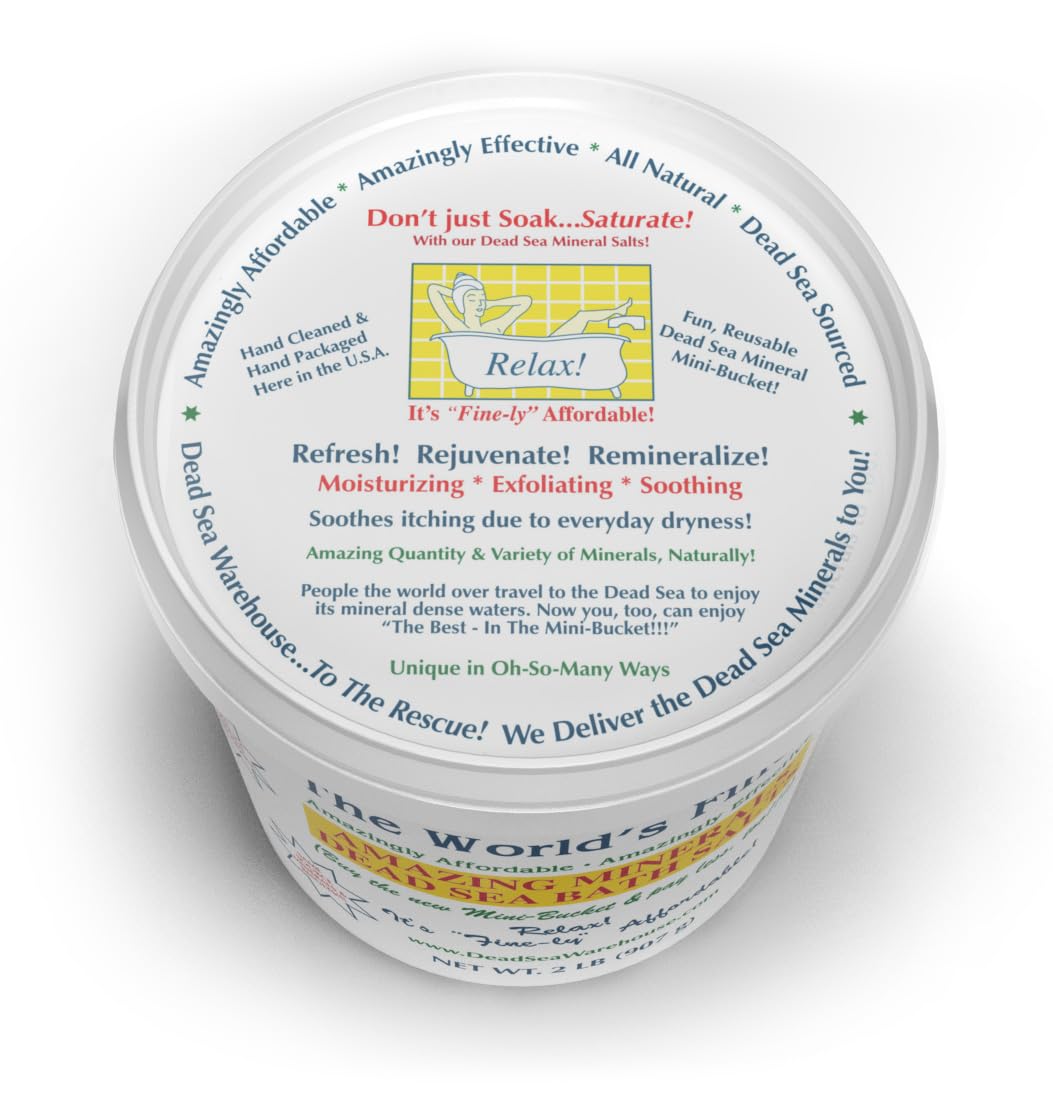 – 100% Dead Sea Mineral Bath Salts – Great for Soothing Muscles Aches, Relaxation, Alleviate Skin Issues - Unscented