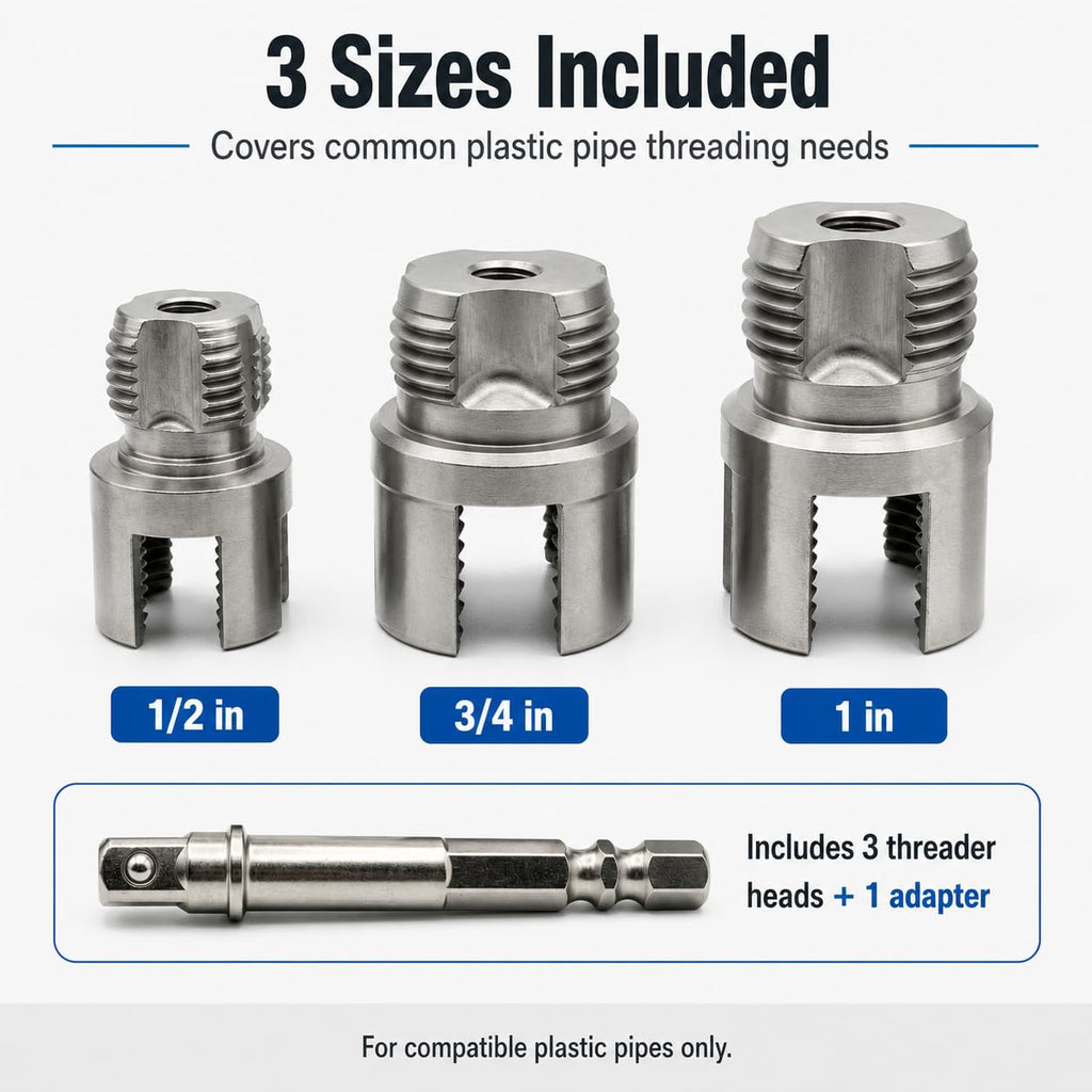 PVC Pipe Threader Set, 1/2 3/4 1 in, Pipe Threading Tool