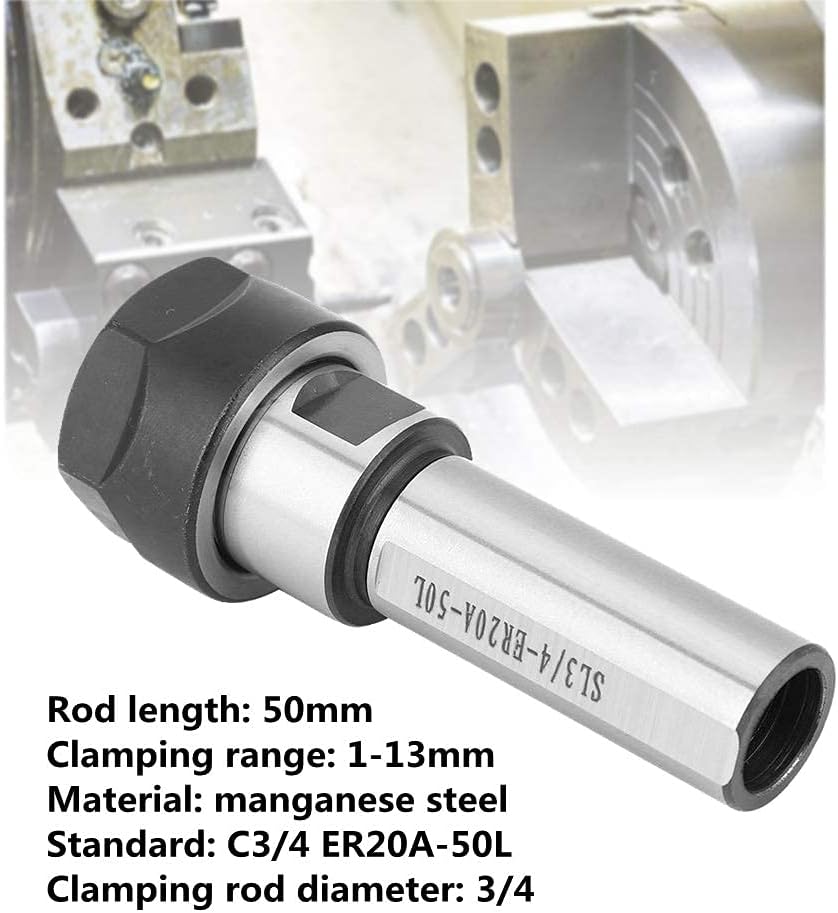 Acogedor ER20A Collet Extension Rod, C3/4 50L Straight Shank for CNC Lathe