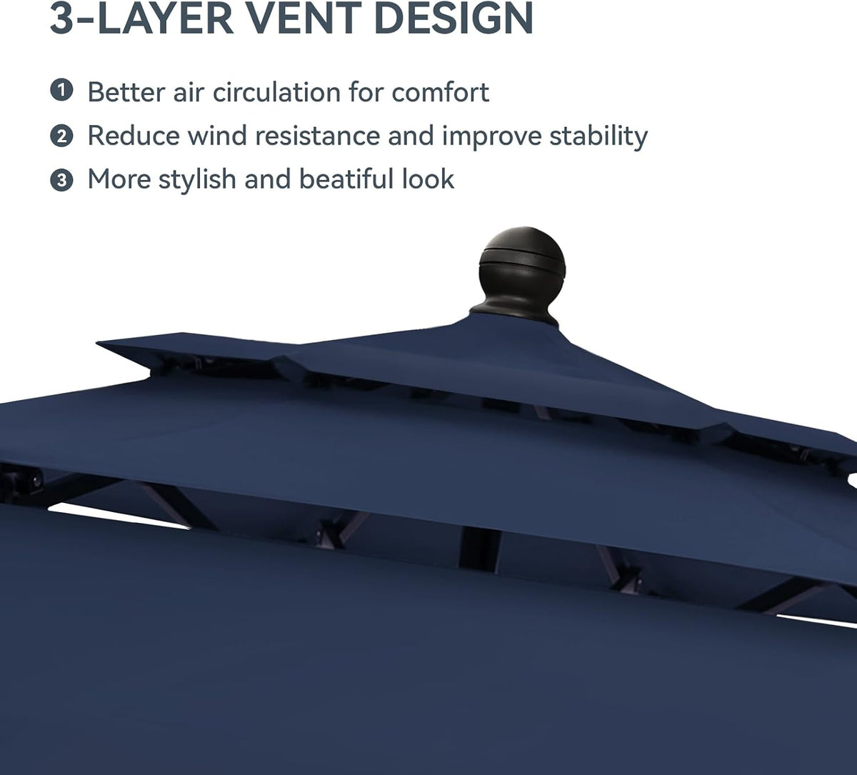10 ft Outdoor Patio Umbrella, Market Table Umbrellas, Navy Blue