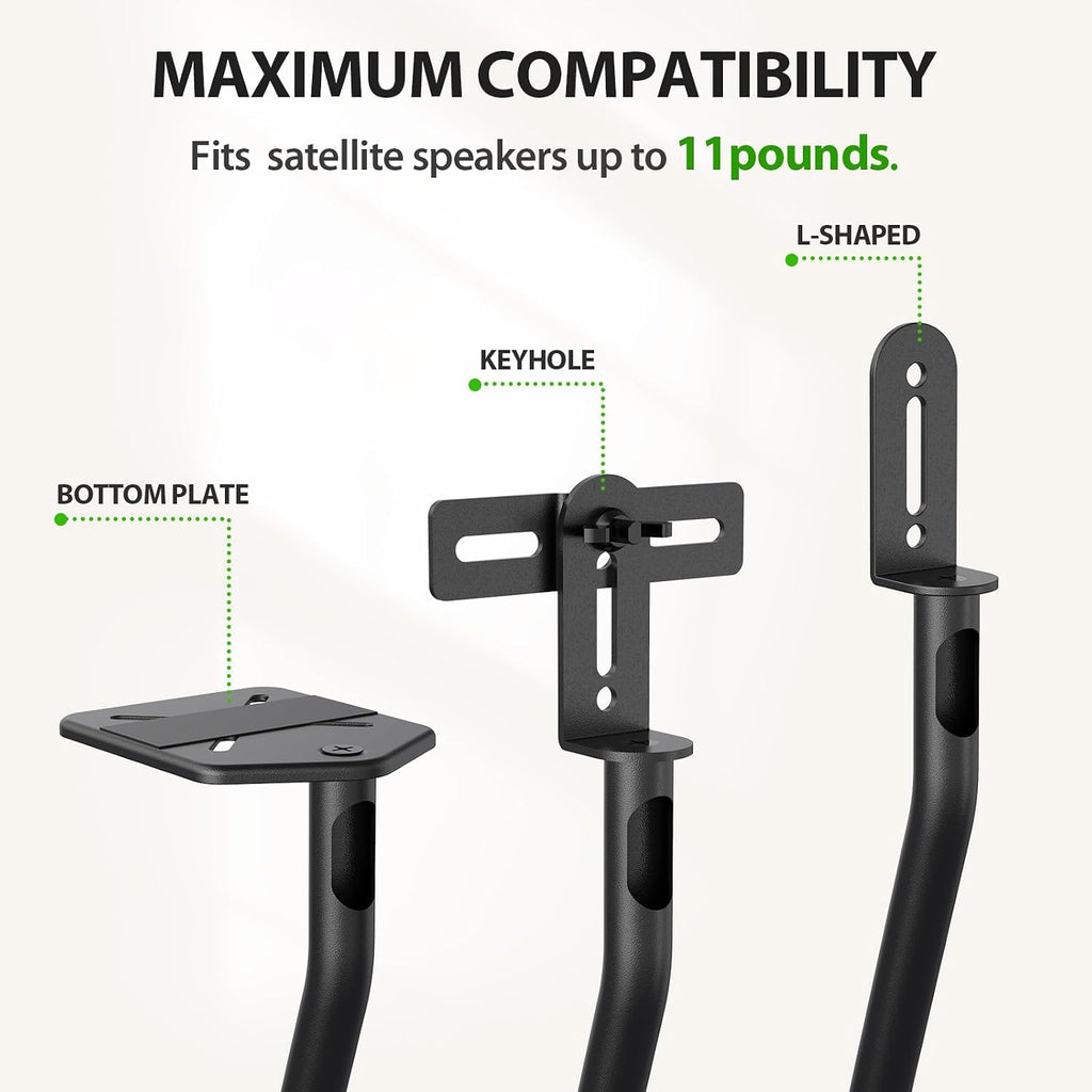 Universal Speaker Stands, Height Adjustable Extend 30.0" to 39.1" for Satellite Speakers & Small Bookshelf Speakers