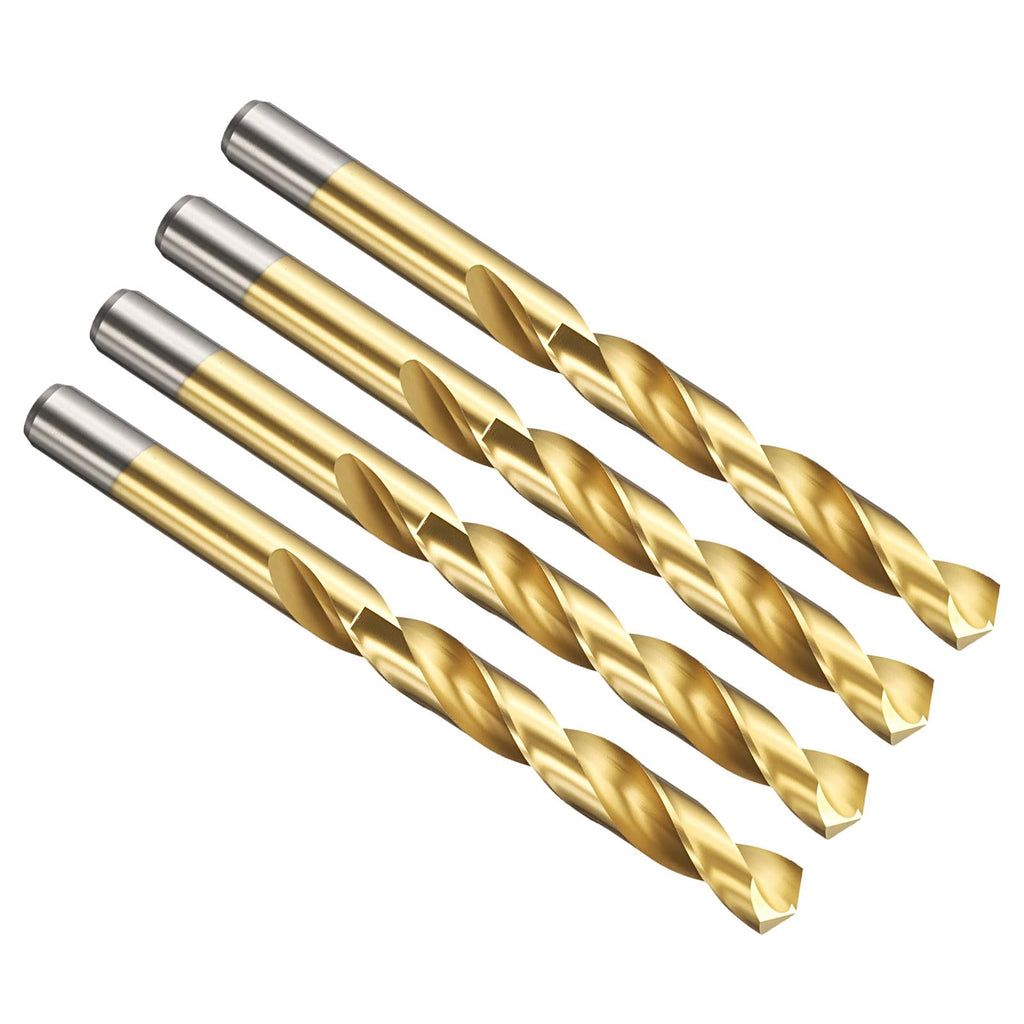 PATIKIL 12.5mm Drill Bit Jobber Straight Shank M2 TiN Coated 4Pcs