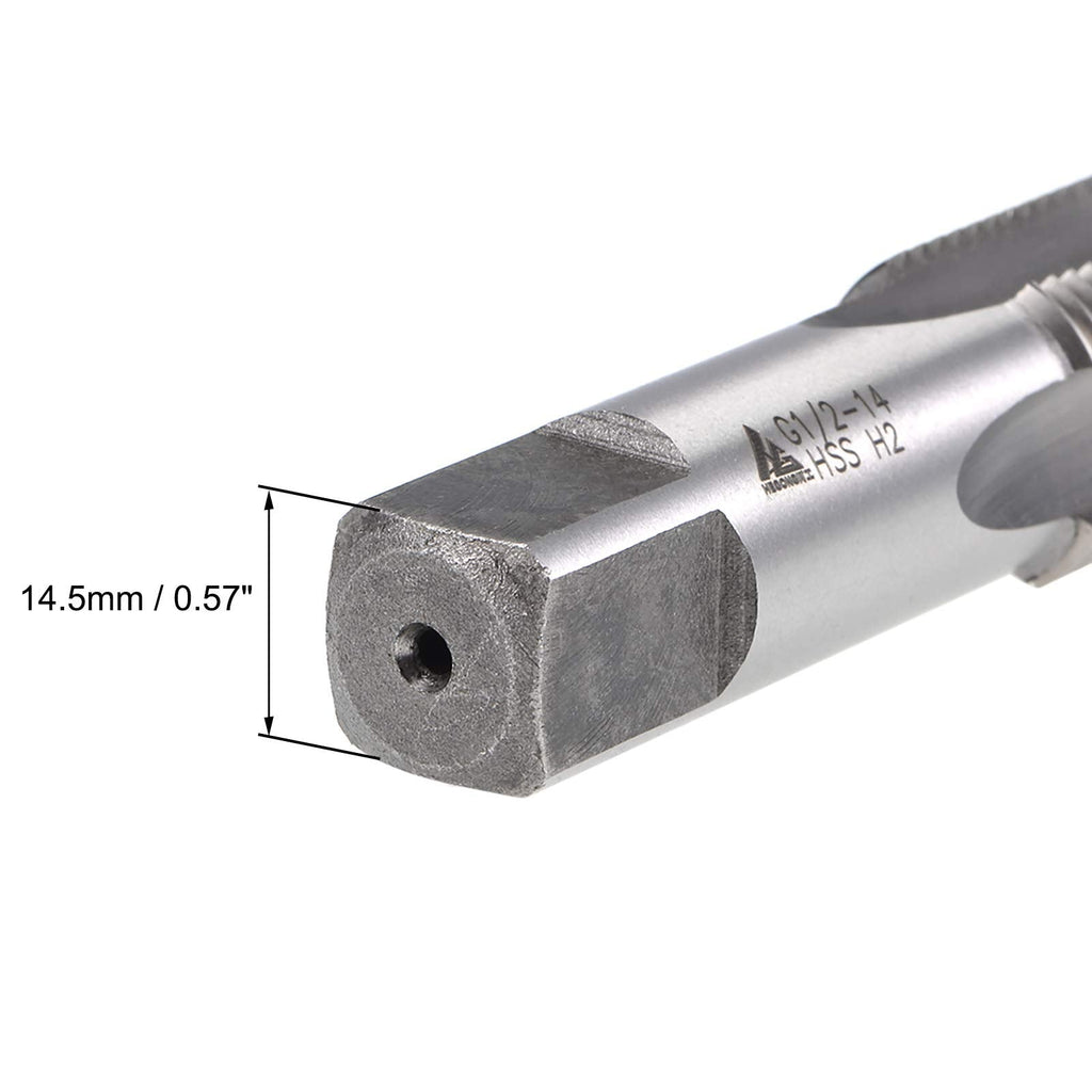 uxcell G1/2-14 Pipe Thread Tap, Machine Threading Tap Right Hand, HSS Uncoated Straight Flute, H2 Tolerance