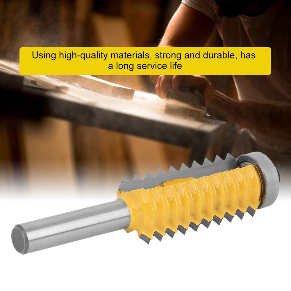 Joyzan Shank Finger Joint Router Bit, 8mm Bearing Flush Trim Woodworking Milling Cutter Tool Reversible Glue Drawer Lock Carbide Joinery Professional Wood DIY Door Table Cabinet Shelve Furniture