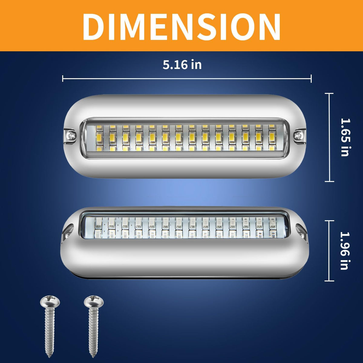 Marine LED Boat Lights, 5 Inch 2000lm LED Waterproof Transom Lights, Surface Mount Pontoon Docking Yachts Sailboat Transom Boat Interior Deck Light Stern Lights (2 White, 12V 24V, IP68)