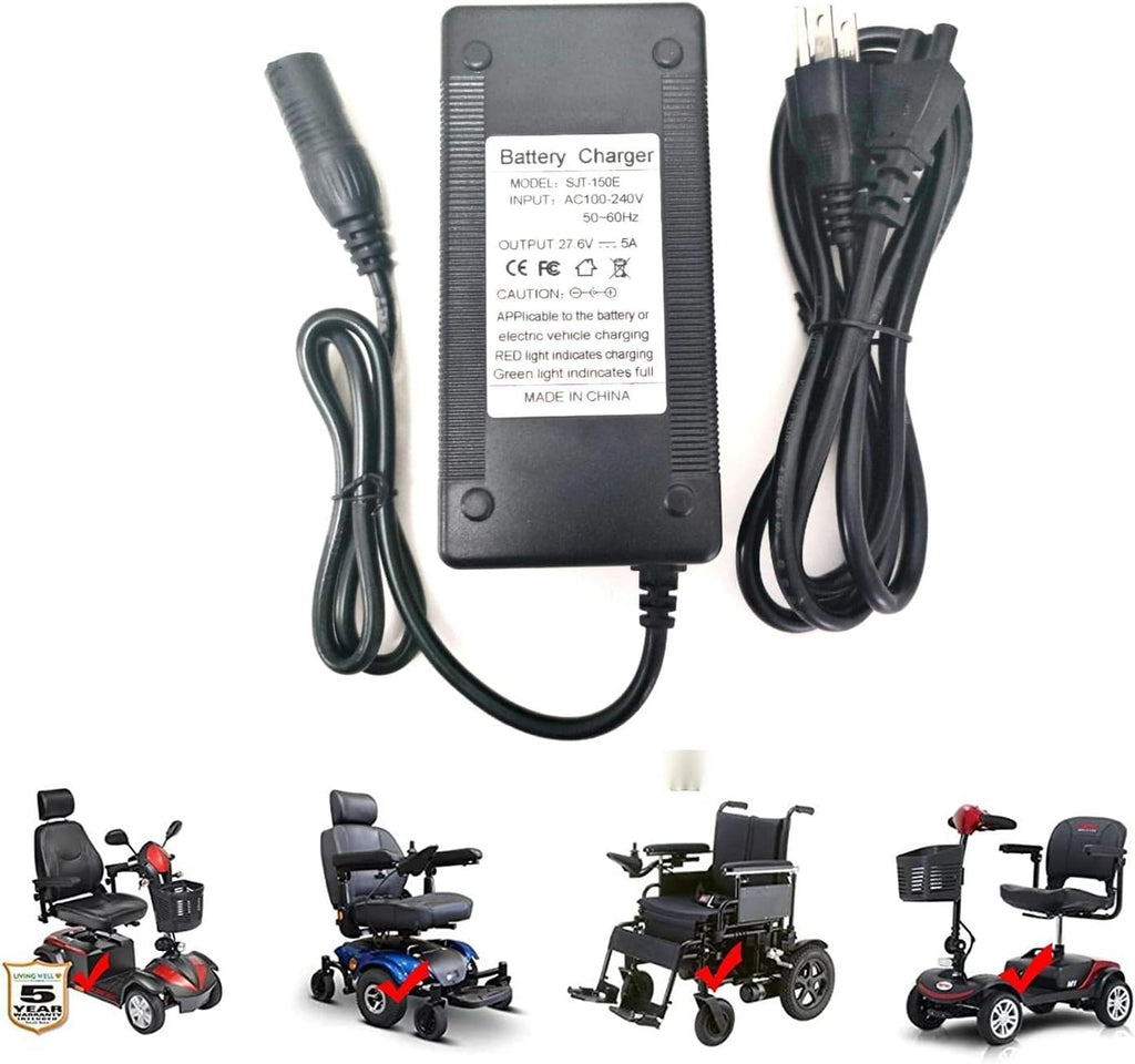 24V 5A Fast Battery Charger, 3-Pin for 24V Pride Mobility, Jazzy Power Chair, Golden Technologies, Lakematic, for Drive Medical, Rascal, Shoprider, Heartway, Quantum Wheelchair Lead Acid Power Charger