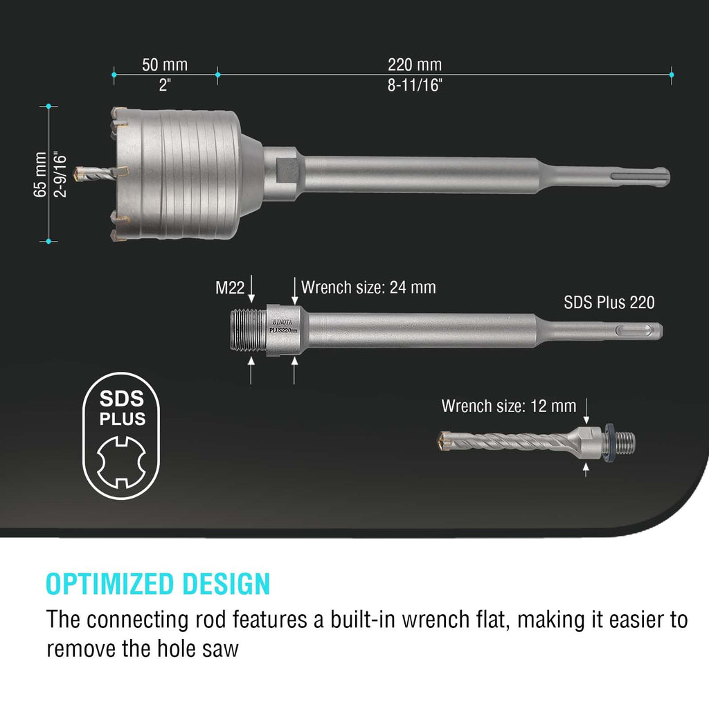 BINOTA 65 mm (2-9/16") Concrete Hole Saw with SDS-Plus Shank