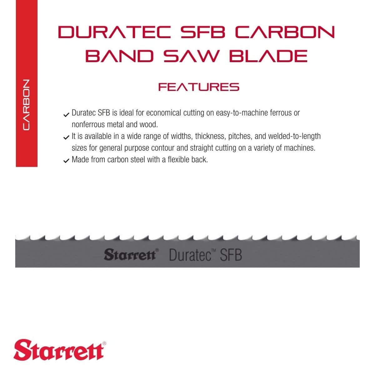 Starrett Duratec SFB Band Saw Blade, 132" L x 3/4" W, .032" Thick, 10 TPI