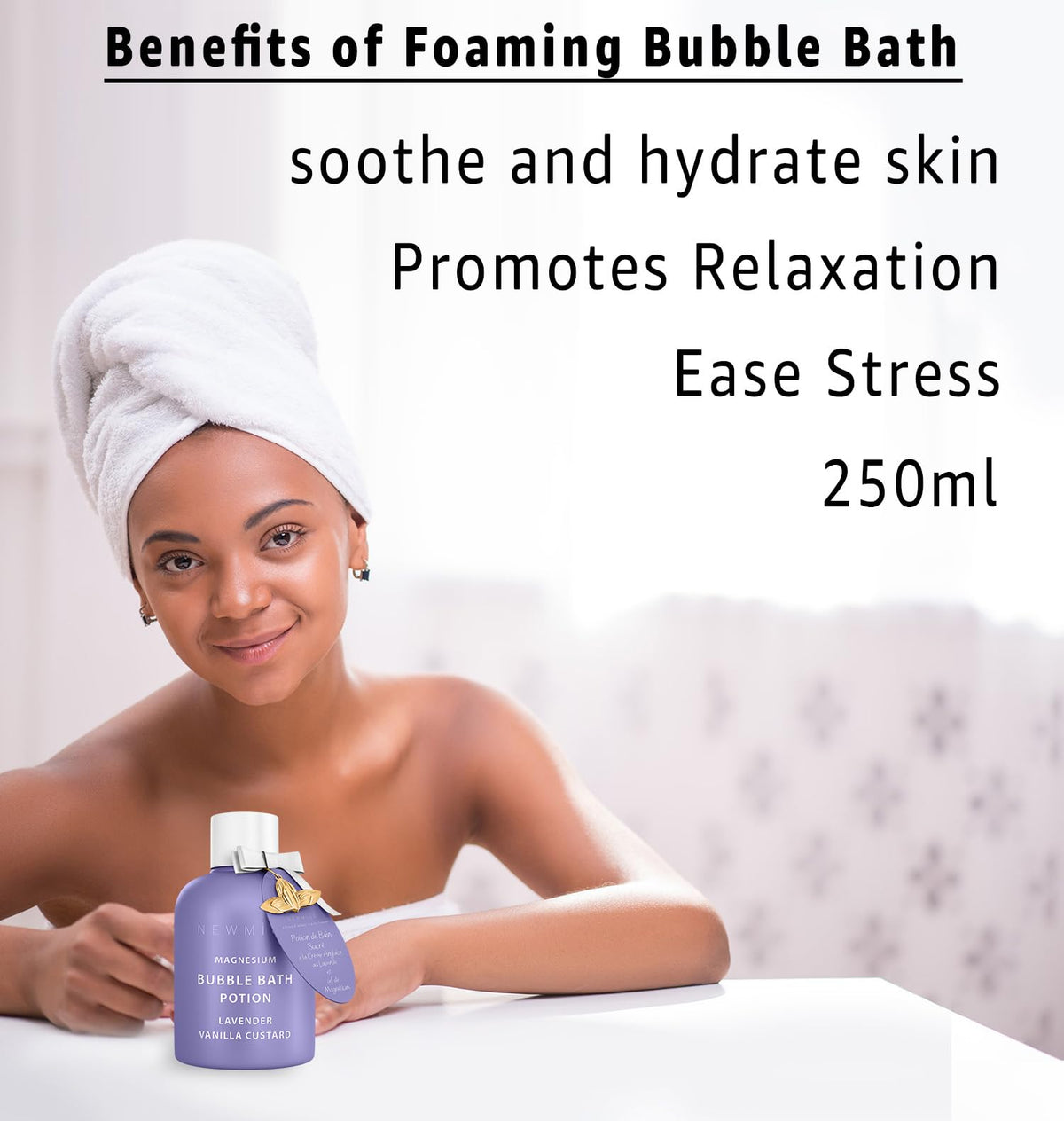 Magnesium Bubble Bath Lavender Vanilla Long Lasting Foaming Bath for Sore Muscles Epsom Salt Moisturizing Relaxing