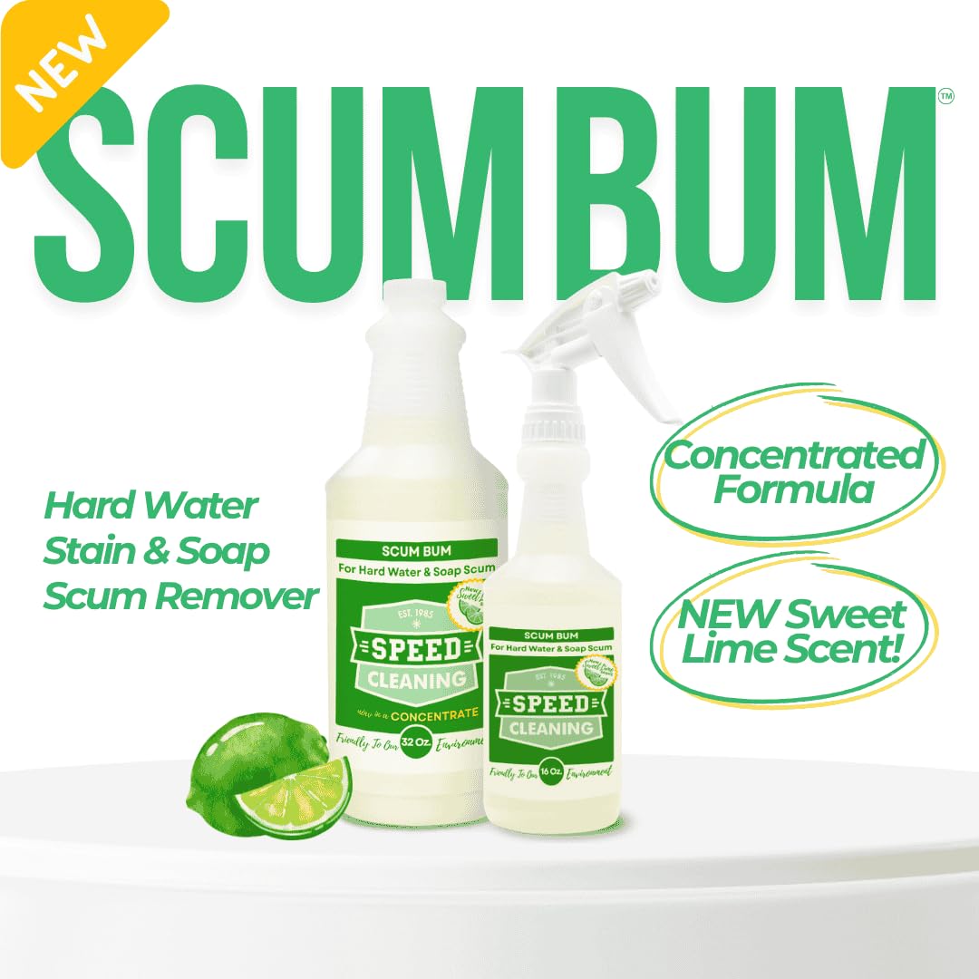 Scum Bum Non Toxic Hard Water Bathroom Cleaner + Refillable Spray Bottle