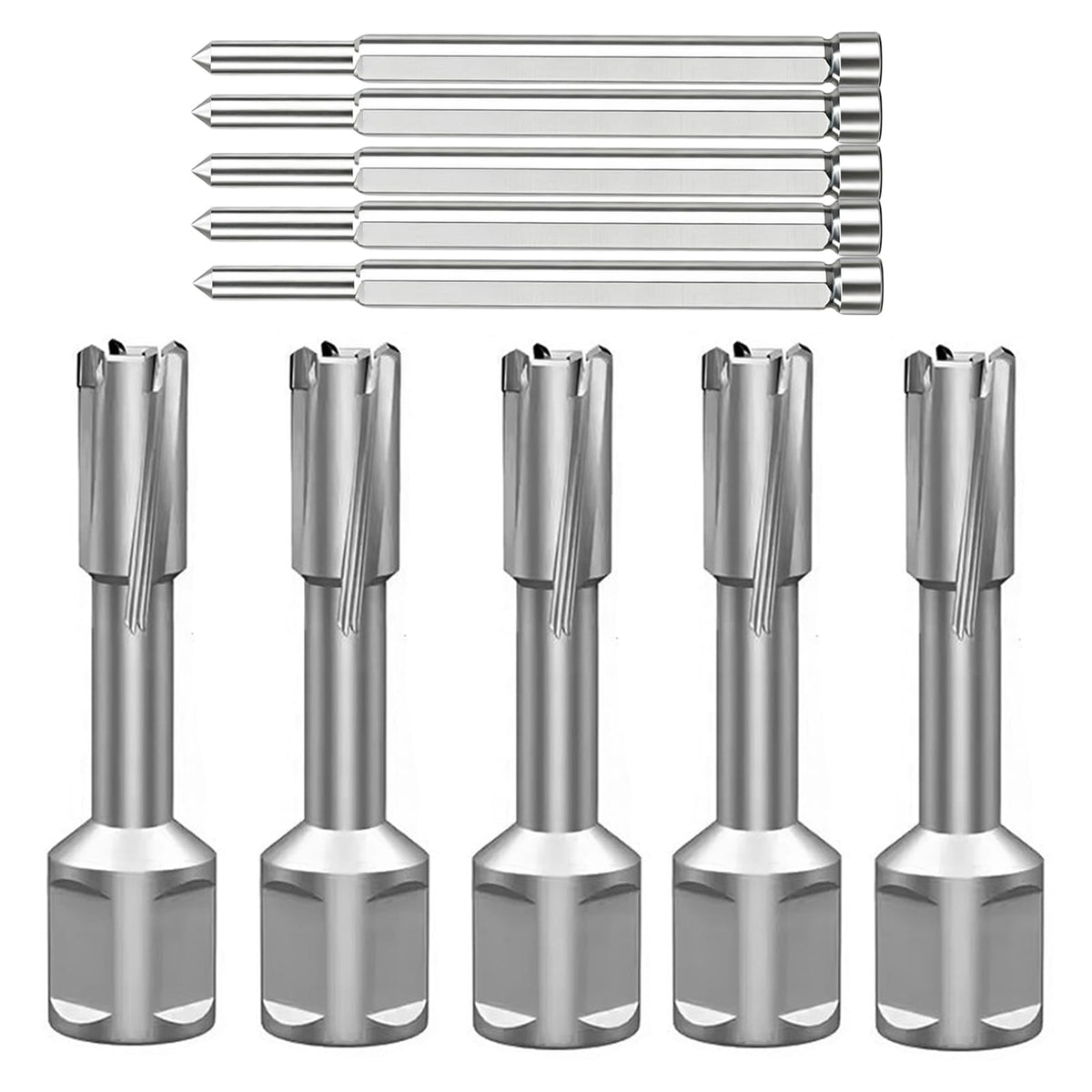 HeeHoo 5Pcs 14 mm TCT Annular Cutter 35 mm Depth x 3/4" Weldon Flat Shank