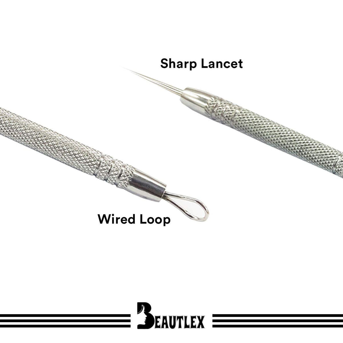 Blackhead Remover Tool and Comedone Extractor Tool. Double Ended Loop & Sharp Pimple Extractor. Stainless Steel