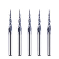 SpeTool 5Pcs Tapered Ball Nose Carving End Mill 1/8 inch Shank 0.25MM Radius (0.5MM Diameter) Tips 3D Woodworking Tool CNC Router Bits