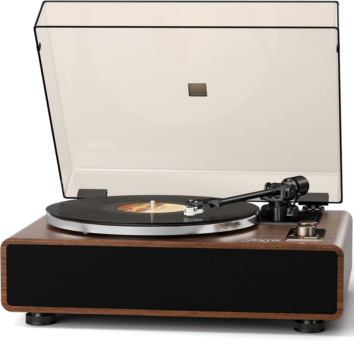 Vinyl Record Player with Magnetic Cartridge and Built-in Speakers | Belt-drive turntable with 33/45 RPM playback
