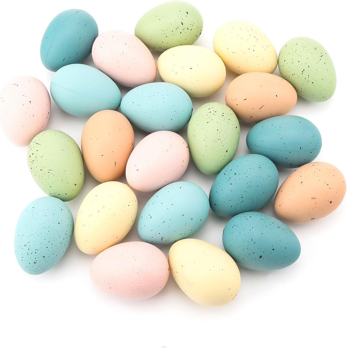 24 Speckled Easter Eggs 2.4 Inch Decorative Pastel Eggs Bowl and Vase Filler Plastic Easter Egg for Spring Indoor