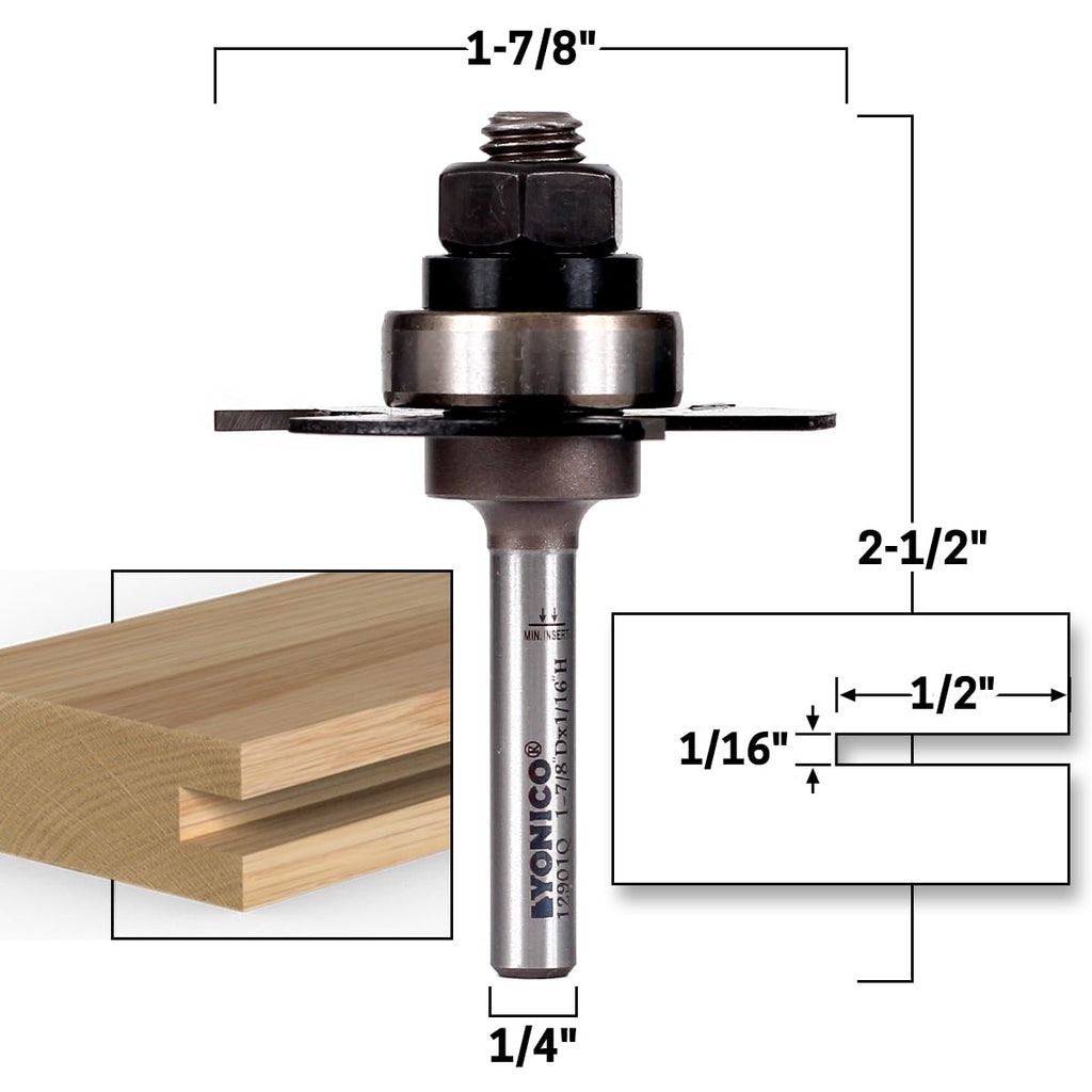 YONICO Slotting Cutter Router Bit 1/16-Inch 1/4-Inch Shank 12901q