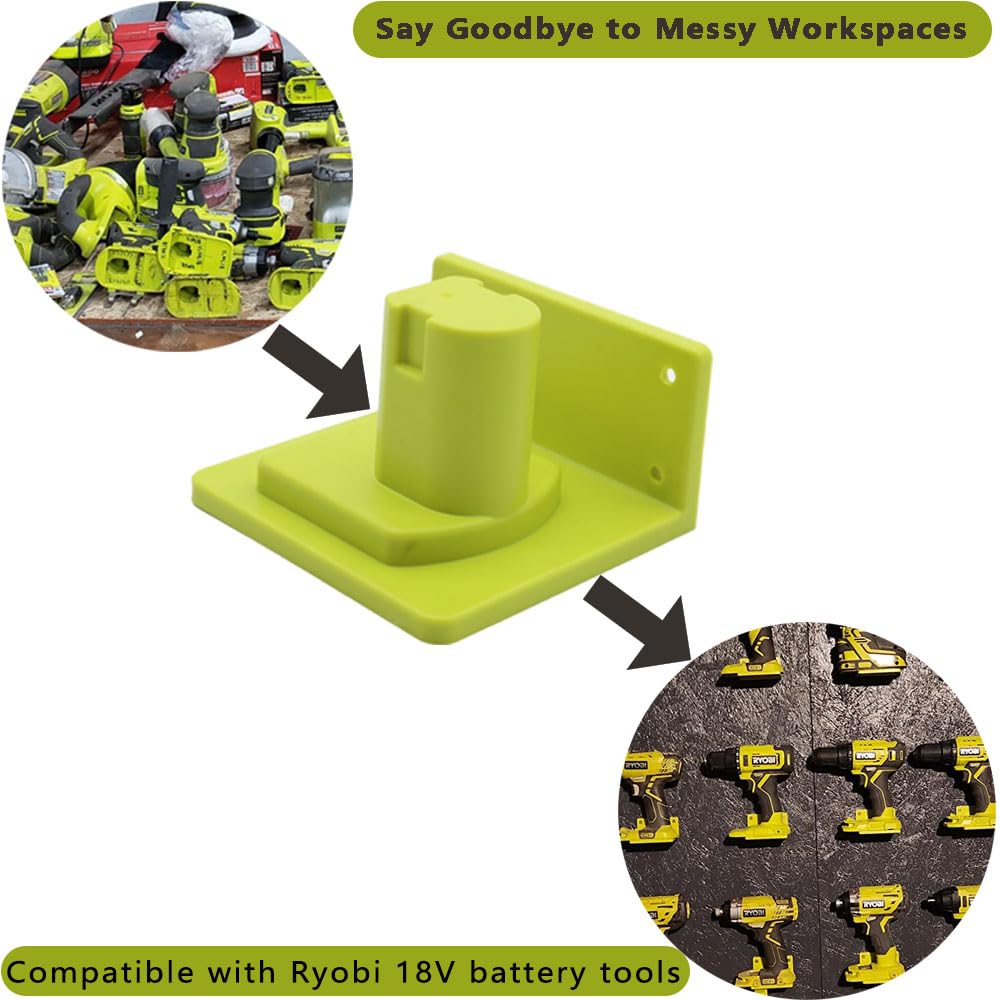 6 Packs Plastic Tool Holder with 24 Screws Compatible for Ryobi 18V Power Tool Portable Holder Mount Hanger Organizer Easy to Install for Workshop Garage