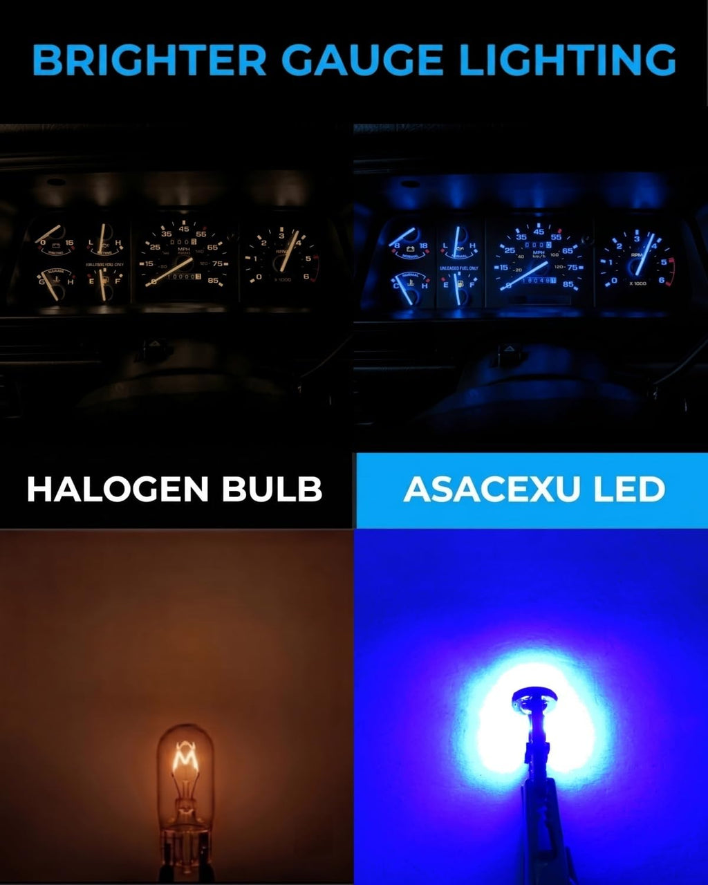 ASACEXU Blue Dash LED Bulb with Socket for Ford Explorer 1991-1994, 6-Pack