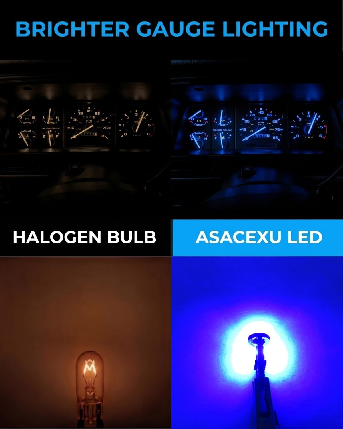 ASACEXU Blue Dash LED Bulb with Socket for Ford Explorer 1991-1994, 6-Pack
