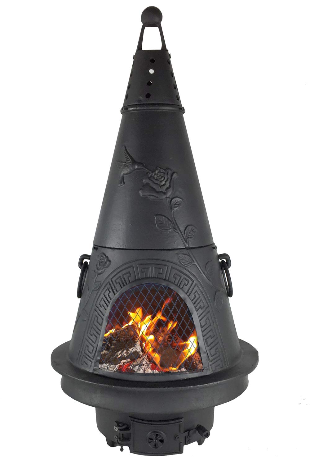 Garden Cast Aluminum Chiminea in Charcoal 44" Outdoor Fireplace with Ash Access Door