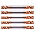 5 Pack 1/4" 4 Flute Double End Solid Carbide Square End Mills, TiSiN Coated