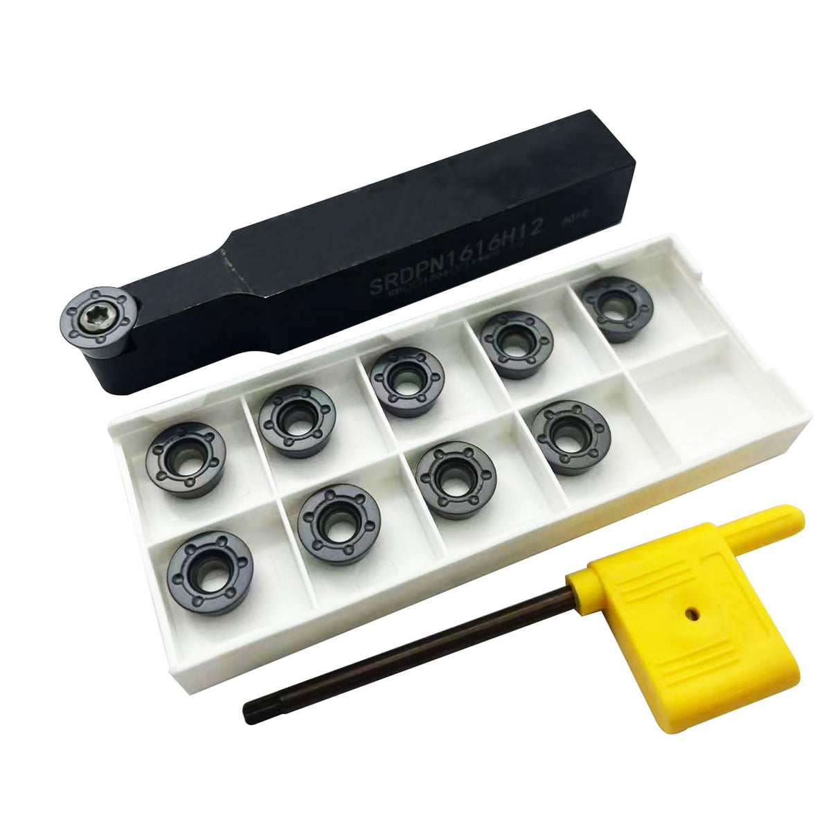 Zouzmin SRDPN1616H12 Turning Holder RPMT1204MO Inserts Set (SRDPN1616H12+10pcs R6 Gray)