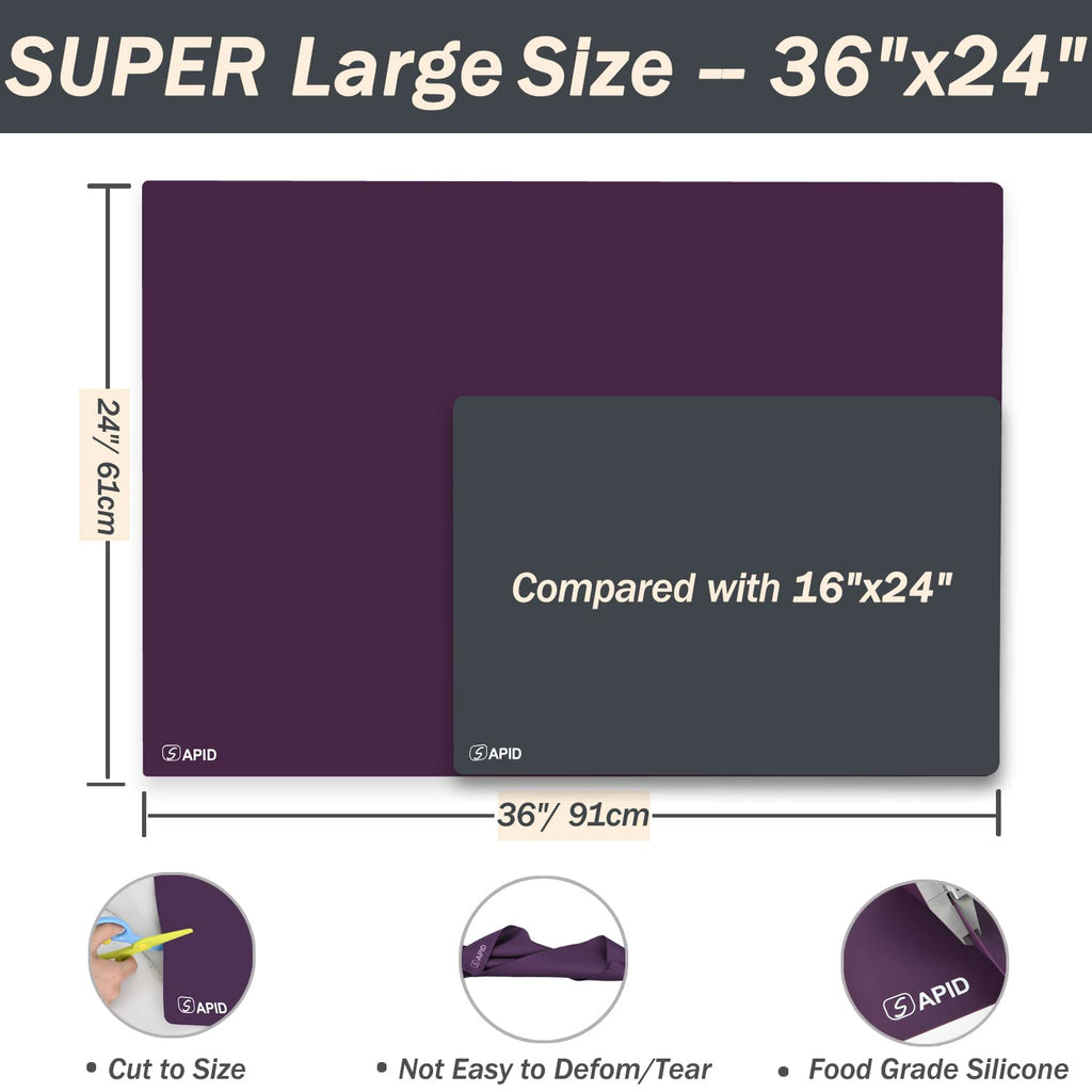 Extra Large Silicone Mat Kitchen Counter Heat Resistant Table Mat 36" x 24"