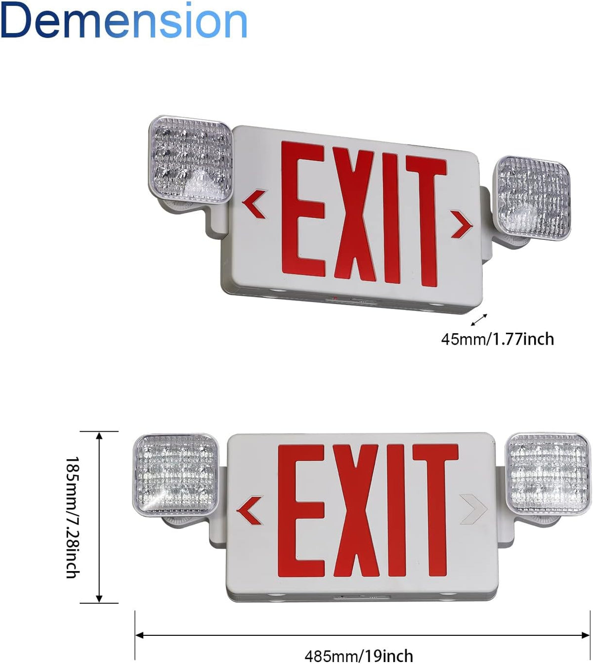 GZRUIYANG Exit Sign with Emergency Lights Red, LED Emergency Exit Light with Battery Backup, UL 924 Certified, AC 120/277V, Commercial Emergency Lights Combo for Business - 1 Pack