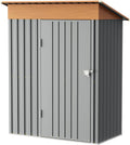 5x3FT Outdoor Storage Shed with Lockable Door(Matte Gray) | Garden Steel Shed with Slooping Roof,Compact Metal Tool