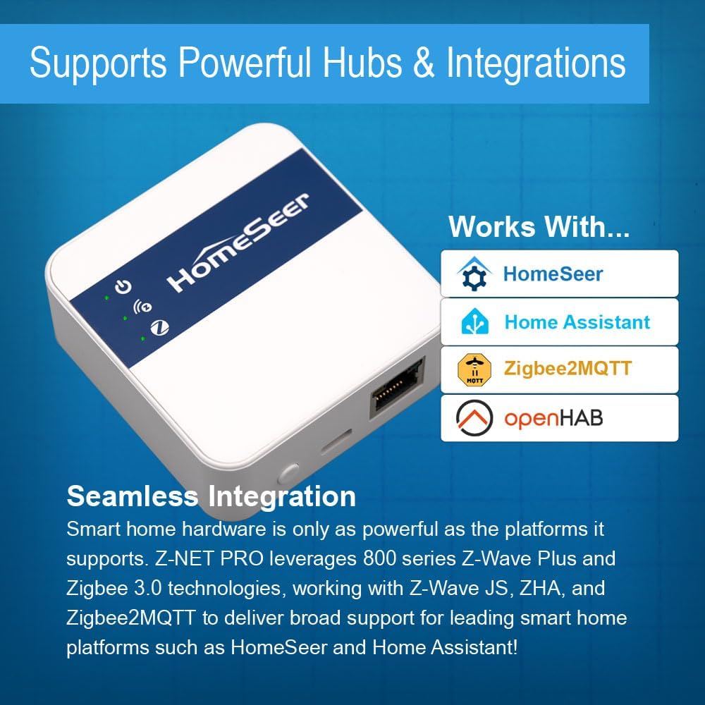 Network-Connected Z-Wave & Zigbee Interface (Z-NET PRO), Ethernet & WiFi, 800 Series Long Range Z-Wave, Zigbee 3.0