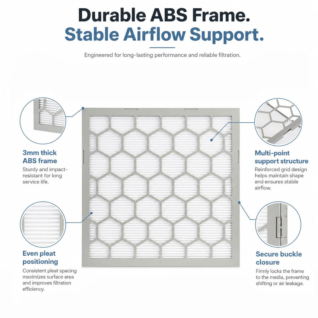14x14x1 MERV 13 Air Filter,AC Furnace Air Filter,Reusable ABS Plastic Frame, 7 Pack Replaceable Filter Media (Actual
