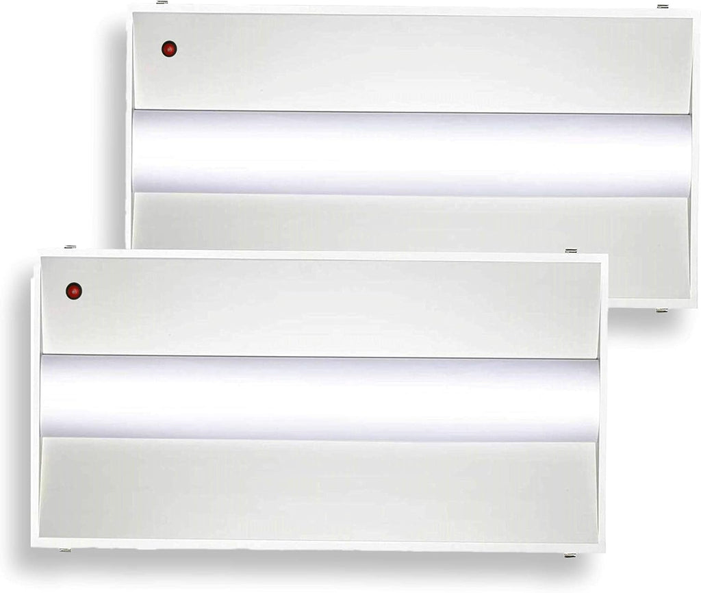 E2 Lighting 2 Pack 2x4 LED Troffer, LED Light with Emergency Battery Backup