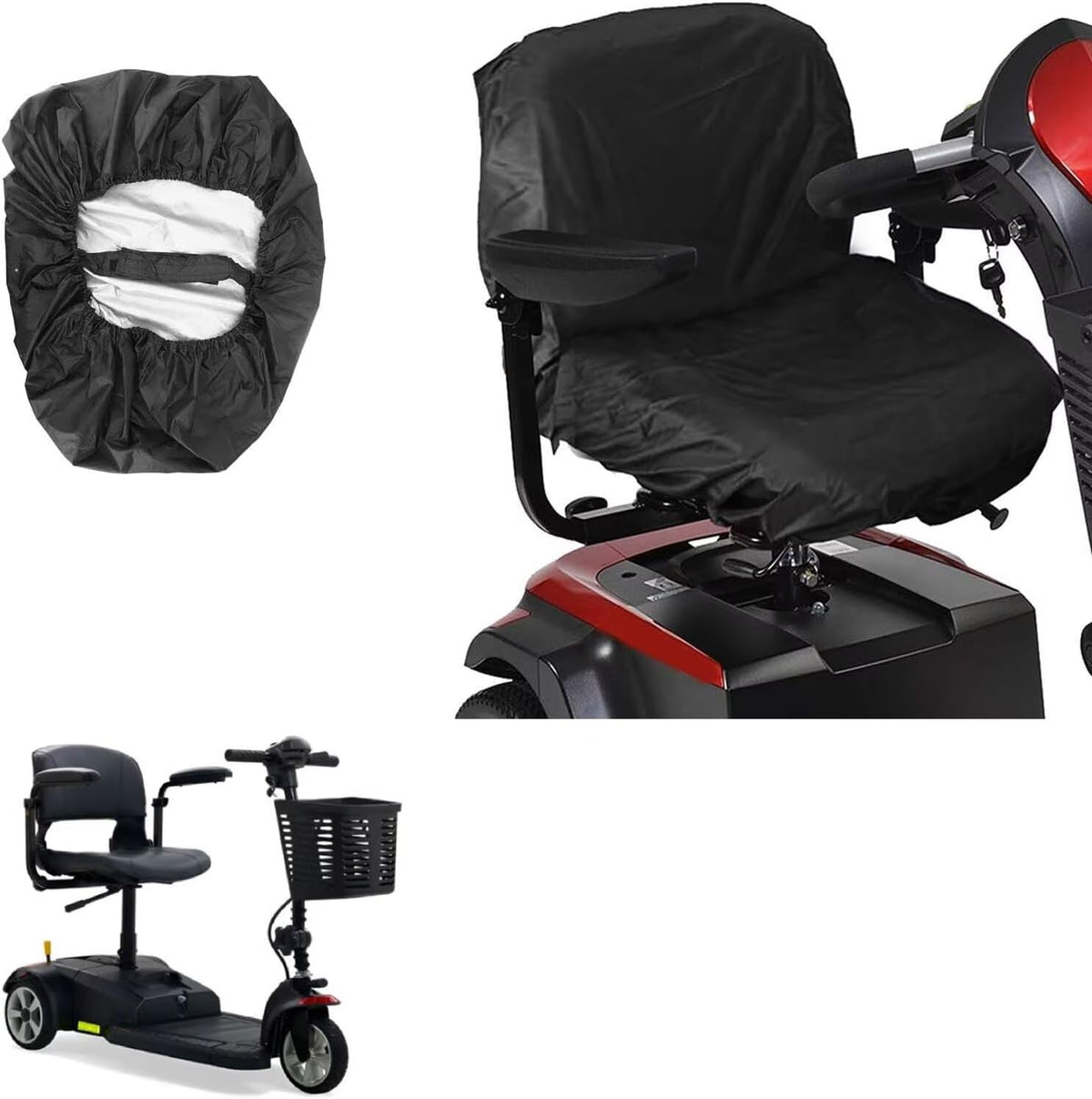 Generic Mobility Scooter seat Cover Compatible with Golden Technologies Buzzaround Lt Gb107,Sun-Proof,rain-Proof,dust-Proof,with Detachable Protective Accessories(Black)