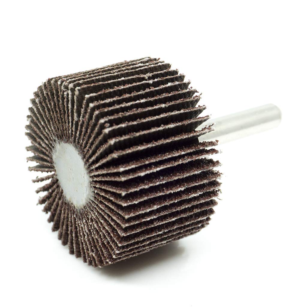 Benchmark Abrasives Aluminum Oxide 1-1/2 Inch Flap Wheel 1” Length 1/4" Shank Mounted Sander for Deburring Sanding Grinding Paint Removal Polishing Wheel for Drill, Die Grinder (10 Pack) (40 Grit)