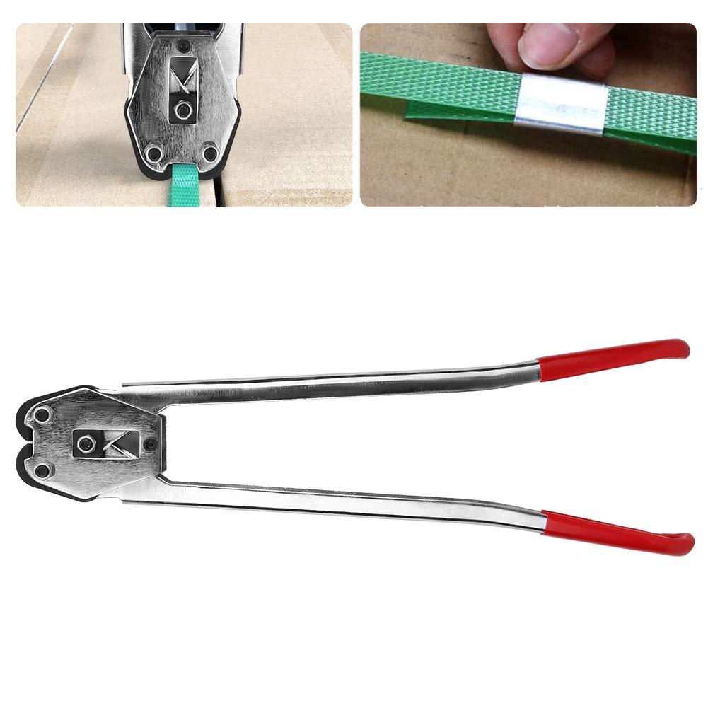 Strapping Crimper, Labor Saving Long Handle Banding Crimper, Strap with Heat Treated Jaw for PP PET Plastic Strap