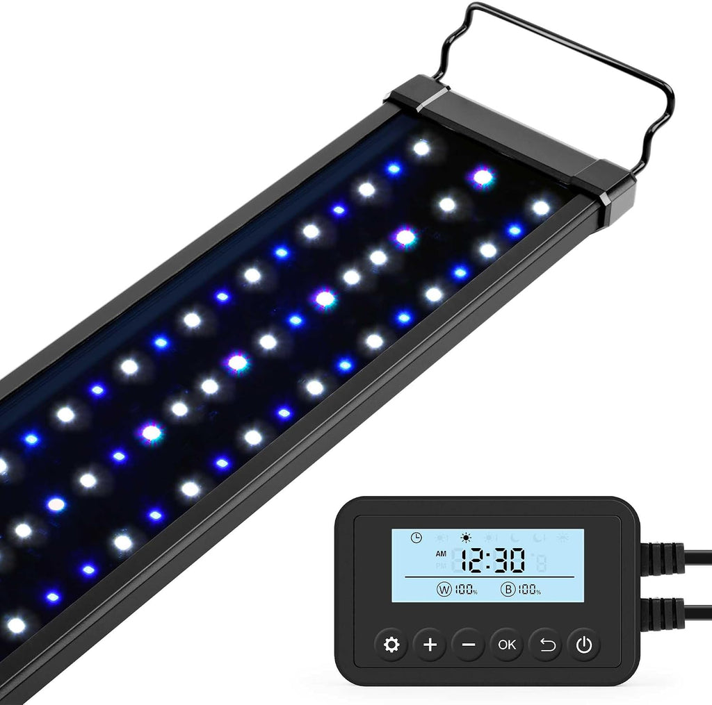 32W Saltwater Aquarium Light, Marine LED Reef Light for Corals, Programmable Timer Controller, 30 to 36-Inch
