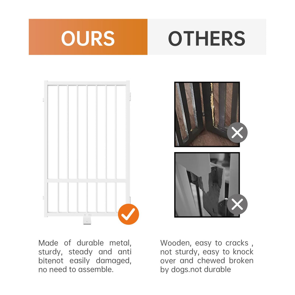 3-Panel Freestanding Heavy-Duty Steel Folding Pet & Dog Barrier Gate with Walk-Through Swing Door for Wide Indoor Openings, Hallways & Stairs