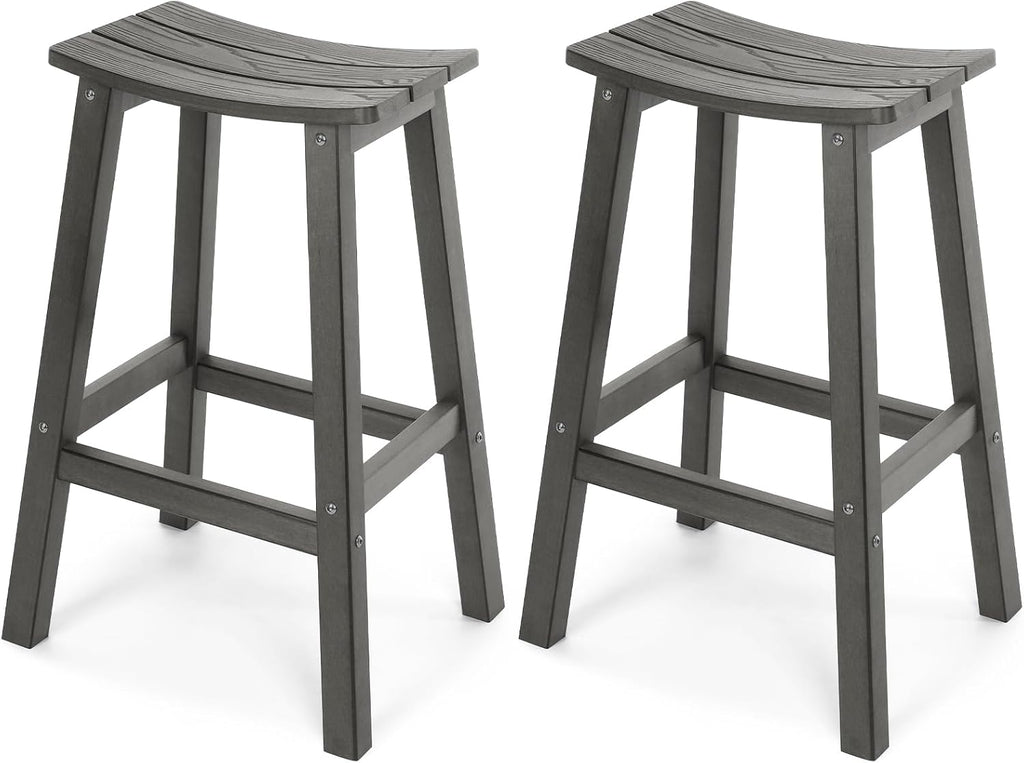 All-Weather Bar Stools Set of 2, 28" Outdoor Barstools, Never Rot or Fade, Low Maintenance HIPS Furniture for Bar