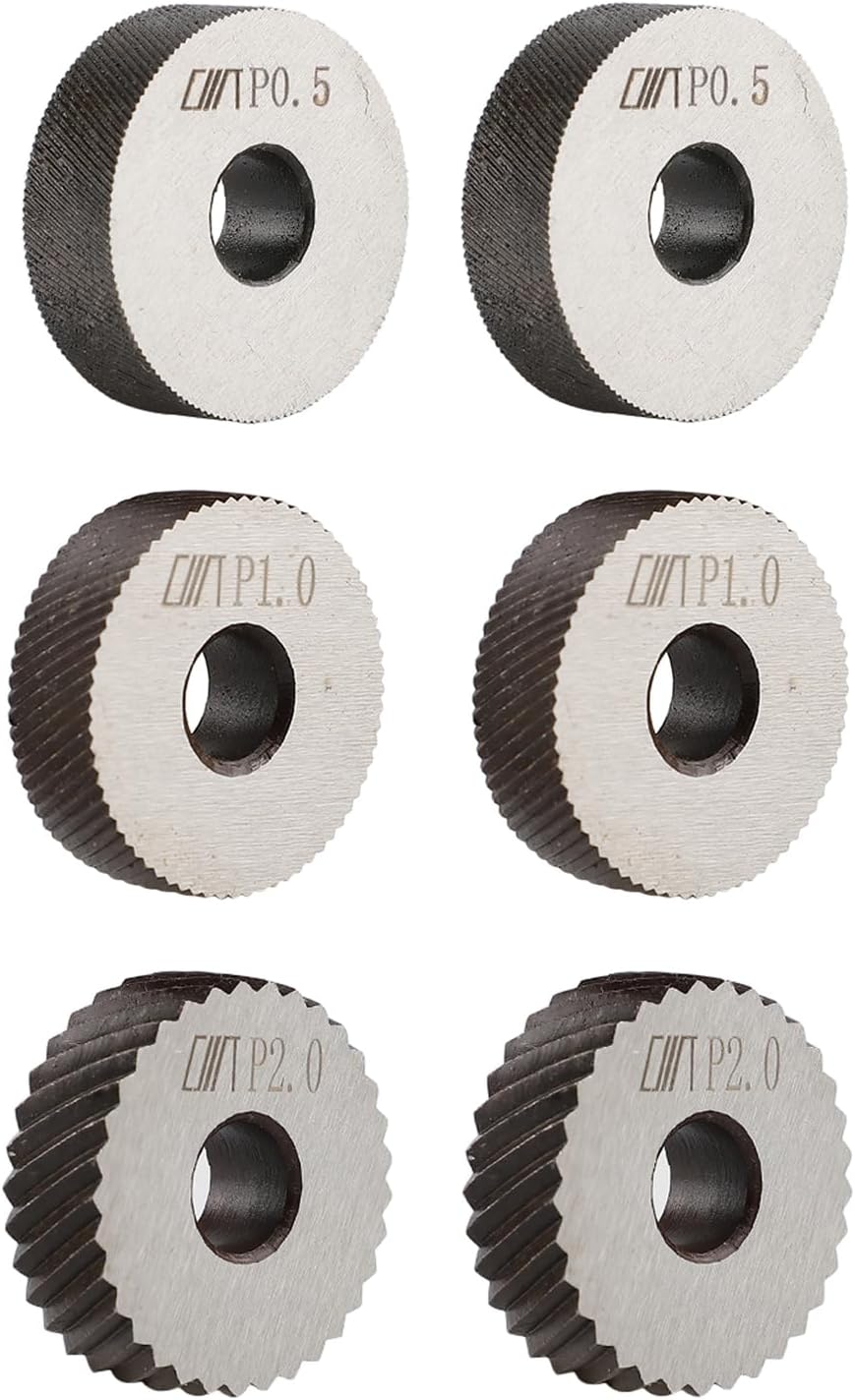 1.5mm Diagonal Dual Wheel Knurling Tool Set with 6PCS Knurling Single Wheels 0.5mm 1mm 2mm