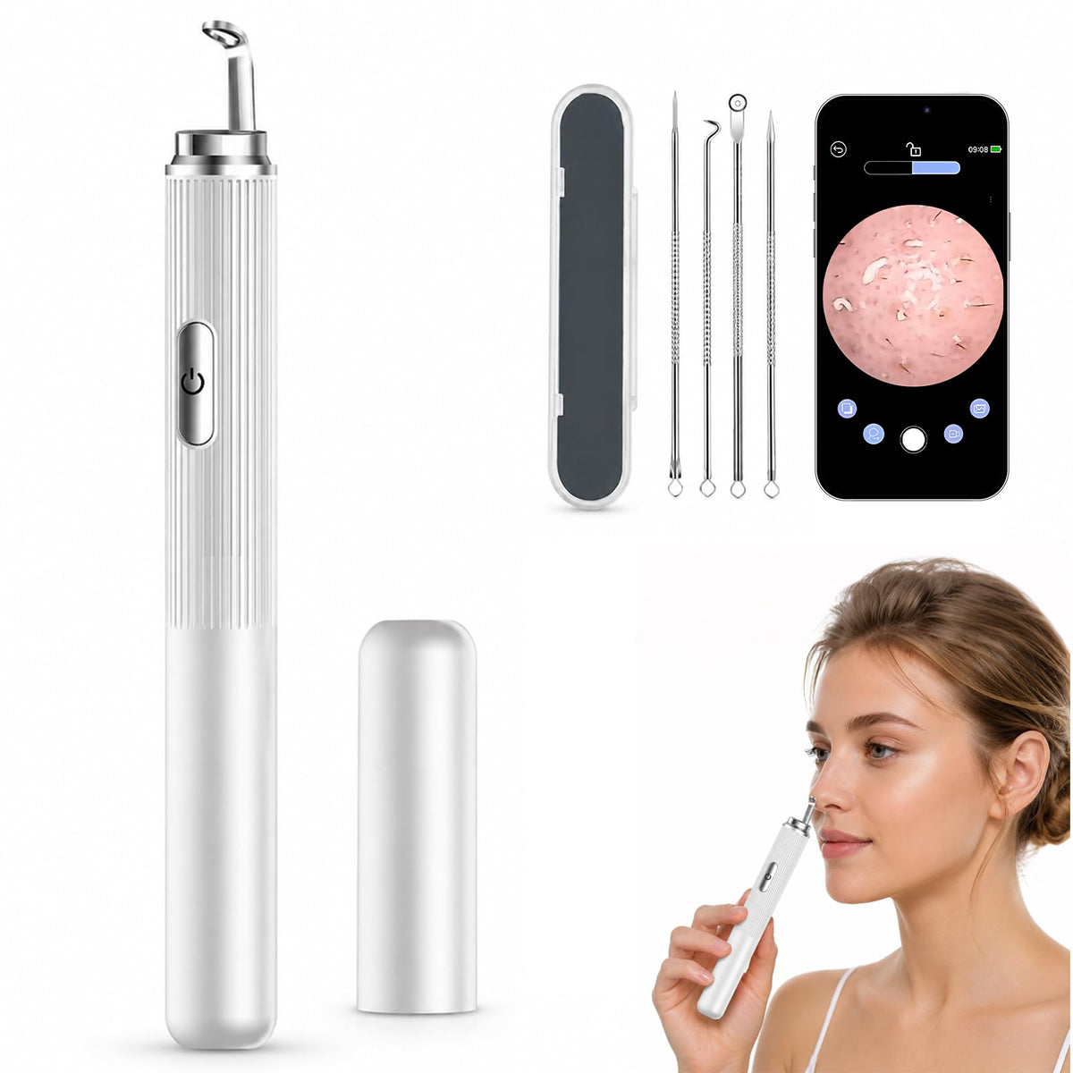 Visual Blackhead Remover with 50X 1080P Camera for iPhone/Android
