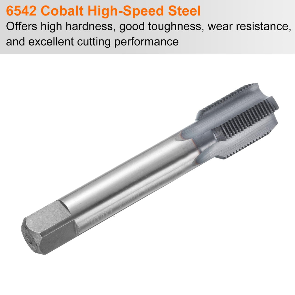 HARFINGTON M19x1.25 Metric Thread Tap 6542 Cobalt High-Speed Steel TiCN Coated Plug Tap Right Hand Straight Flutes Screw Threading Hand Tap
