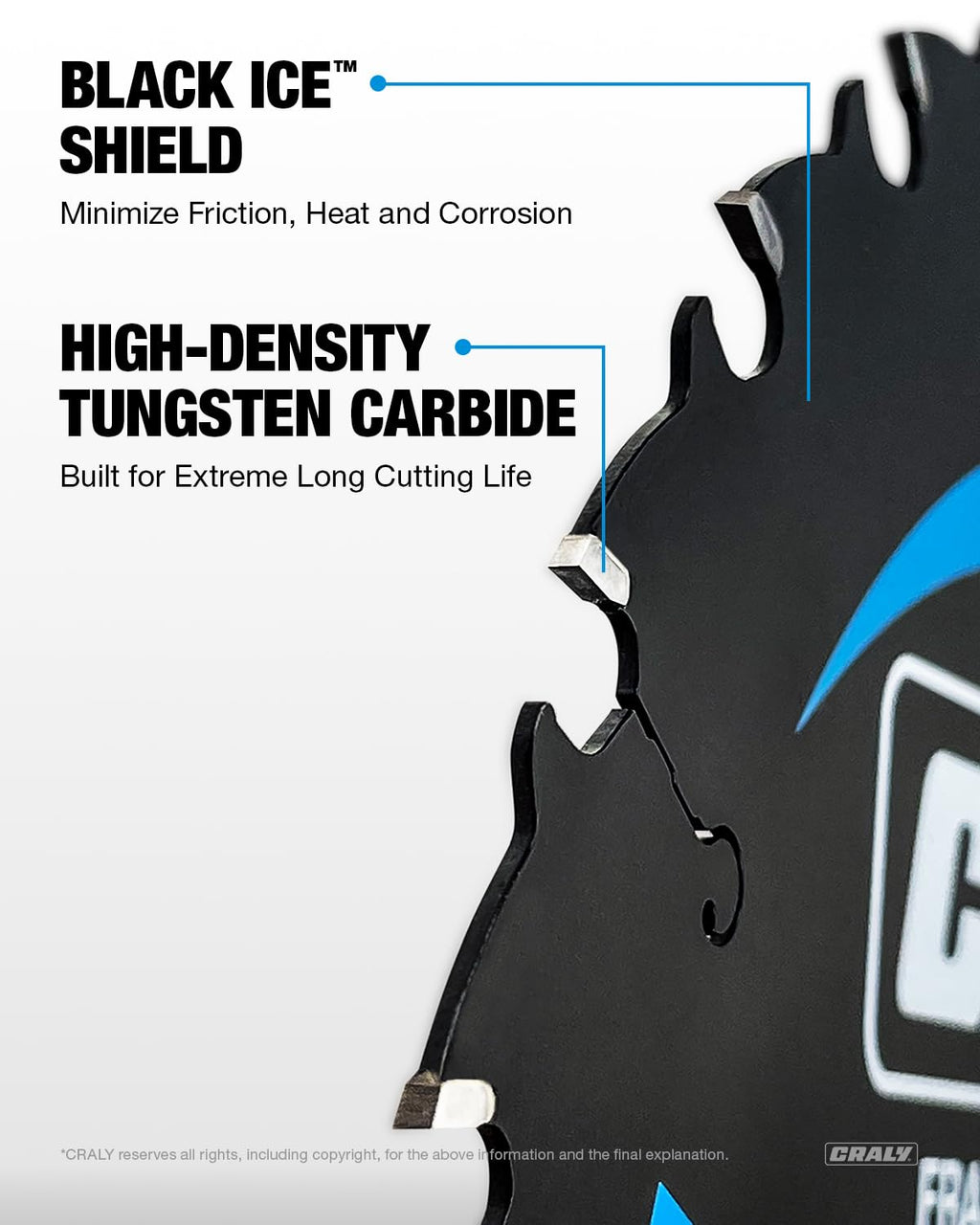 CRALY 7-1/4 Inch 24&60 Teeth Wood Cutting Framing/Fine Finish Circular Saw Blade, 5/8 Inch Arbor, Carbide Tipped, Thin Kerf, Black Ice, for Plywood, MDF, OSB, Laminated, 2-Pack(C072460-2C)